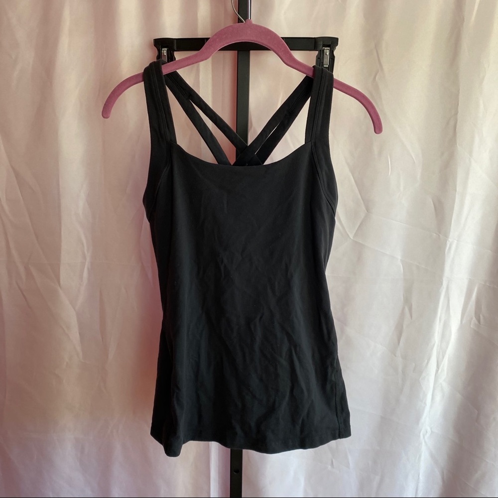 Lucy Black Fitness Athletic Tank Top Built In Bra, size Small